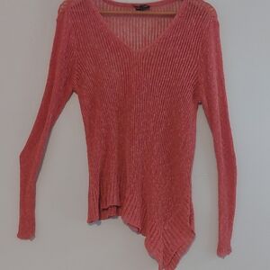 Eileen Fisher Coral V-Neck Asymmetrical Sweater